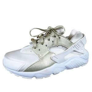 Nike Air Huarache Run Toddler Girl Athletic Shoe Size 12C Active Gold White